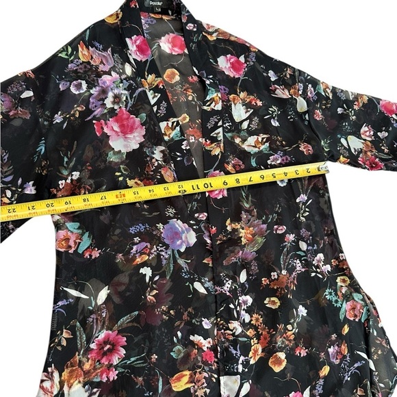 Poscilla Black Floral Open Front Kimono size L - Picture 13 of 17